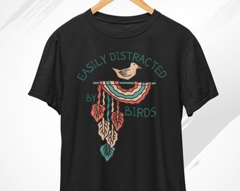 Easily Distracted By Birds T-Shirt, Retro Bird Shirt, Bird Watcher Tee, Bird t shirt, Bird Watching, Bird Gifts, Bird Lover Shirt, Cute Bird