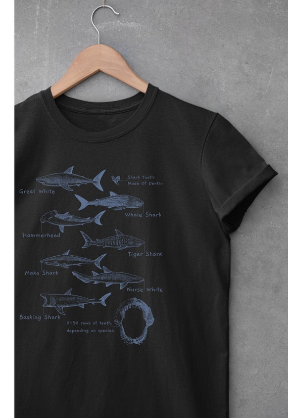Shark T-Shirt, Blue Shark Shirt, Whale Shark, Tiger Shark, Great White Shark, Hammerhead Shark, Shark Gifts, Shark Anatomy, Marine Biology