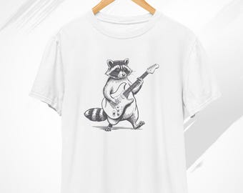 Raccoon Playing Guitar T-Shirt, Vintage Raccoon, Racoon Shirt, Guitar T Shirt, Funny Racoon Shirt, Raccoon Gifts, Cool Raccoon, Guitarist