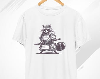 Samurai Raccoon T-Shirt, Vintage Raccoon, Racoon Shirt, Samurai Shirt, Japanese Shirt, Raccoon Gifts, Weird Shirt, Samurai Warrior Shirt
