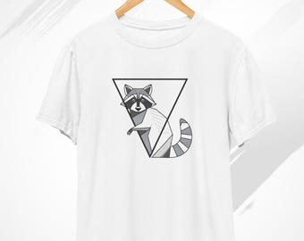 Geometric Raccoon T-Shirt, Racoon Shirt, Geometric Animal, Funny Racoon Shirt, Raccoon Gifts, Weird Shirt, Geometric Print