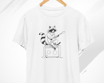 Raccoon Guitar T-Shirt, Racoon Shirt, Guitar T Shirt, Funny Racoon Shirt, Raccoon Gifts, Vintage Raccoon, Weird Shirt, Guitar Lover Shirt