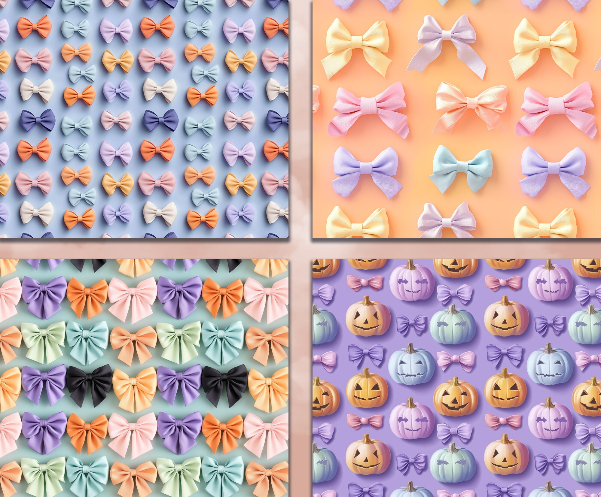 Pastel Coquette Digital Paper Pack Pastel Halloween Seamless Pattern ...