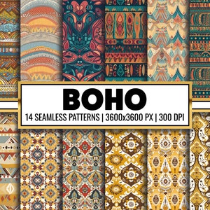 Boho nahtlose digitale Papiere, Boho Scrapbook Papier, Boho Hintergründe, kommerzielle Nutzung digitales Papier, Boho Muster, niedlichen Boho