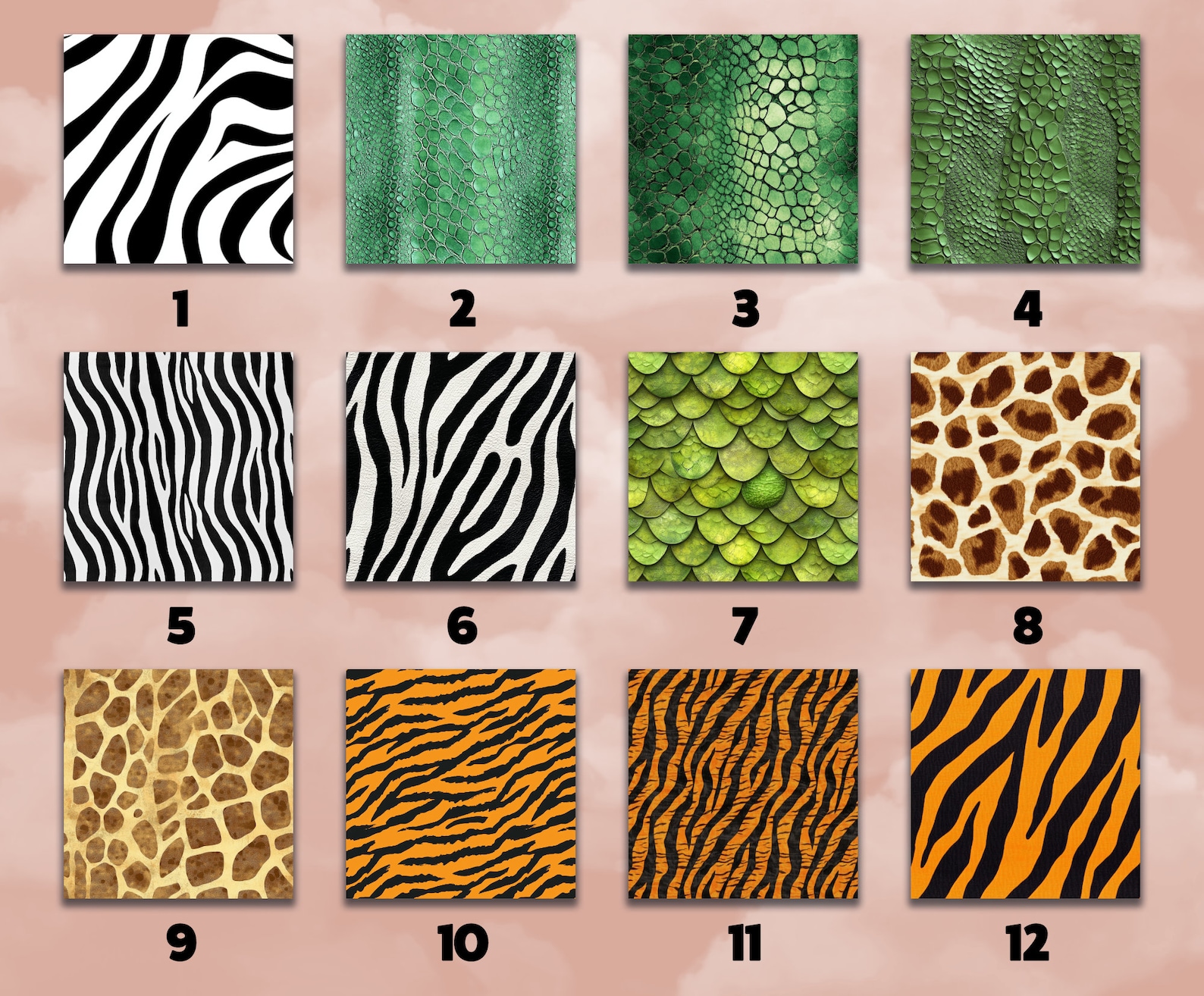 Animal Pattern Disc Animal Print Digital Paper Safari Seamless Pattern Including Tigers ...