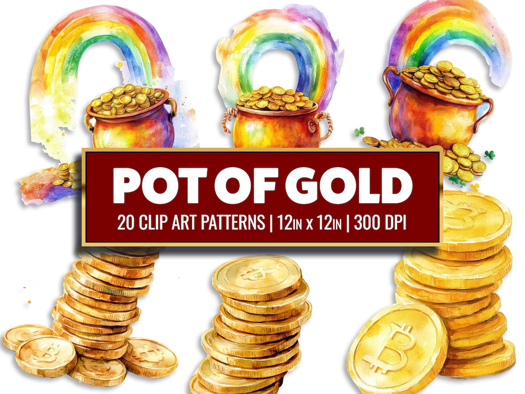 Paper Gold Coin St. Patrick's Day Digital Paper: Gold Coins, Rainbow (PNG) - Etsy