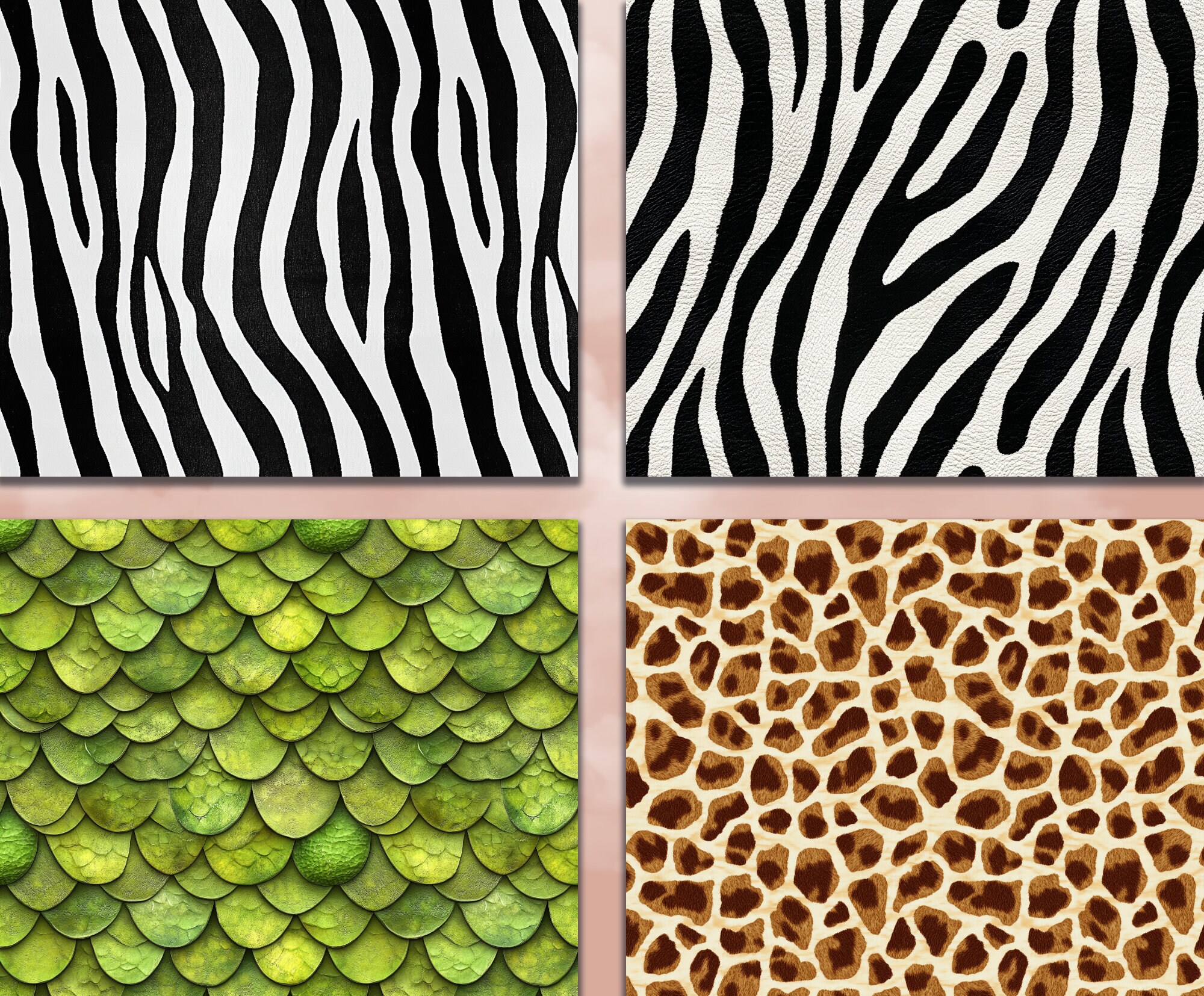 Animal Print Digital Paper Safari Seamless Pattern Including Tigers ...