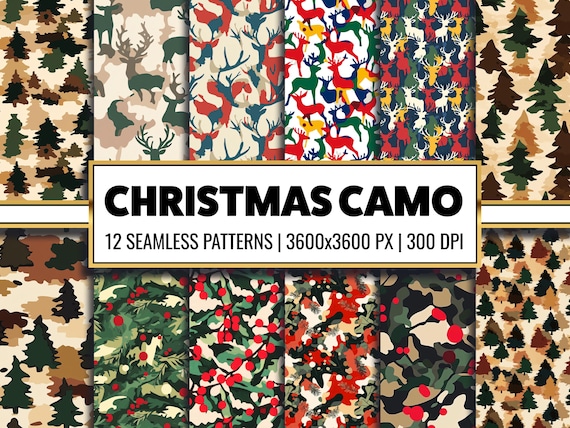 Christmas Camo Seamless Pattern Christmas Army Camo Digital Paper
