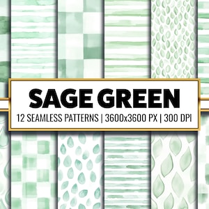 Salbei Grün Digitales Papier Grüner Tropfen Nahtloses Muster Grüner Aquarell Streifen Hintergrund Grüner Punkt Printable Paper Pack PNG