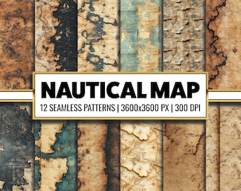 Nautical Map Digital Paper Vintage Map Seamless Pattern World Map Junk Journal Supply Travel Map Printable Paper