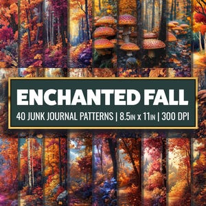 Fall Enchanted Forest Printable Paper Fall Forest Digital Paper Magical Fall Junk Journal Supply Fantasy Fall Scrapbook Mystic Fall Download