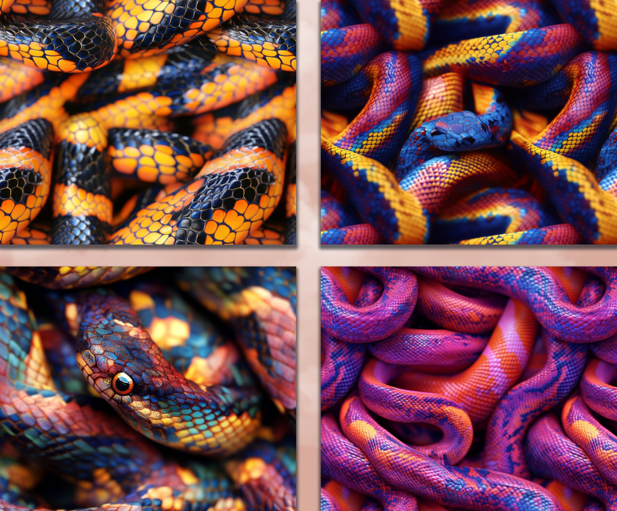 Snake Seamless Digital Paper Colorful Snake Pattern Animal Print