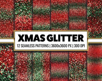 Xmas Glitter Digital Paper: Sparkling Seamless Patterns (Digital Download)