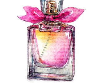 Kolorowy flakon perfum Clipart w stylu kokietki Papierowe rzemiosło PNG Pakiet do pobrania cyfrowego