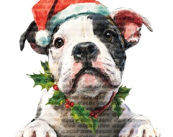 Christmas Dog Clipart Holiday Pet Watercolor Illustration PNG Digital Download
