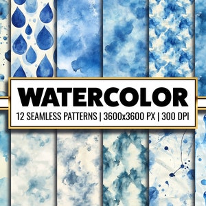 Blue Watercolor Background Blue Wash Digital Paper Watercolor Seamless Pattern Blue Parchment Texture Printable Paper PNG