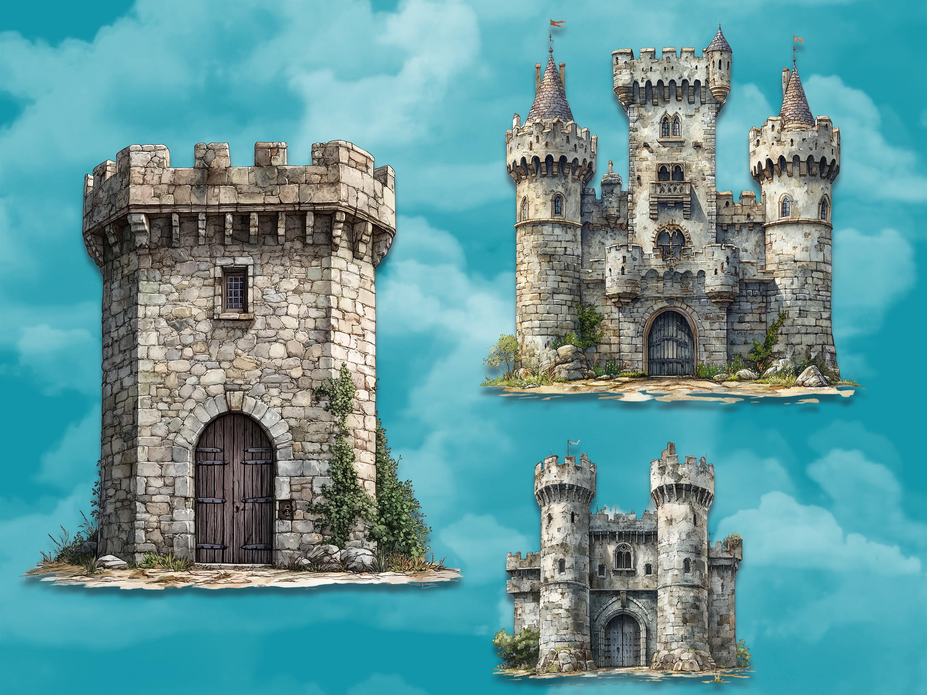 Medieval Castle Clipart Castlecore Digital Paper Watercolor Castle ...