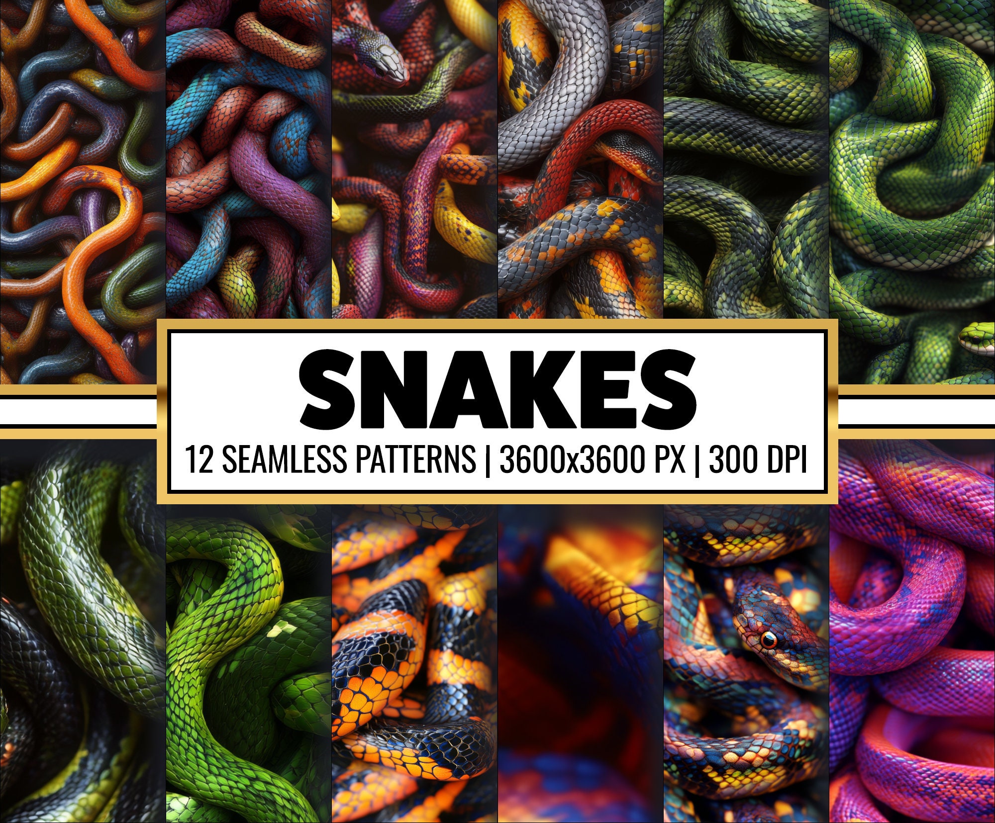 Snake Seamless Digital Paper Colorful Snake Pattern Animal Print