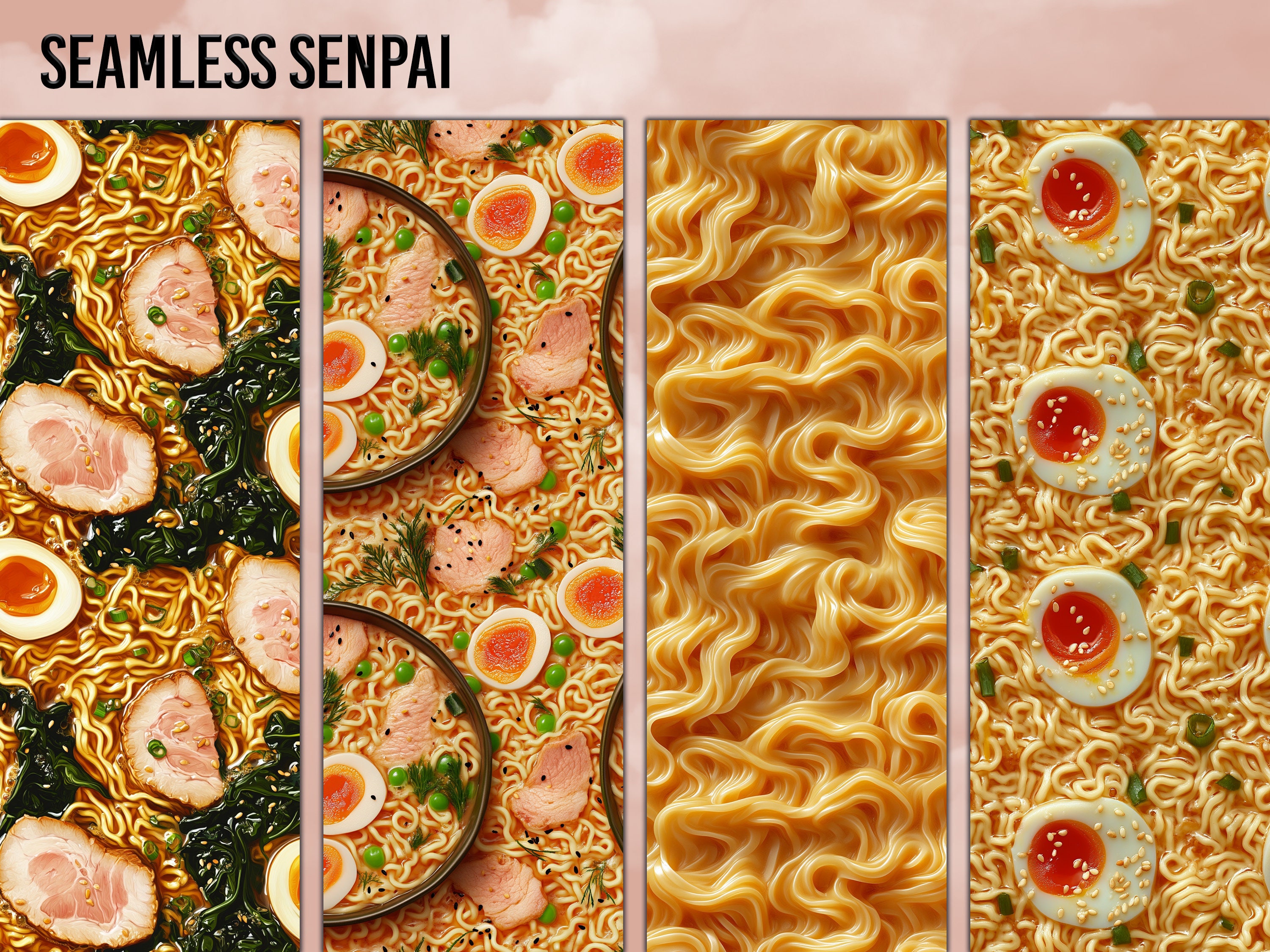 Ramen Theme Pattern Ramen Noodle Seamless Pattern: Japanese Food Digital Paper (12 PNG) - Etsy