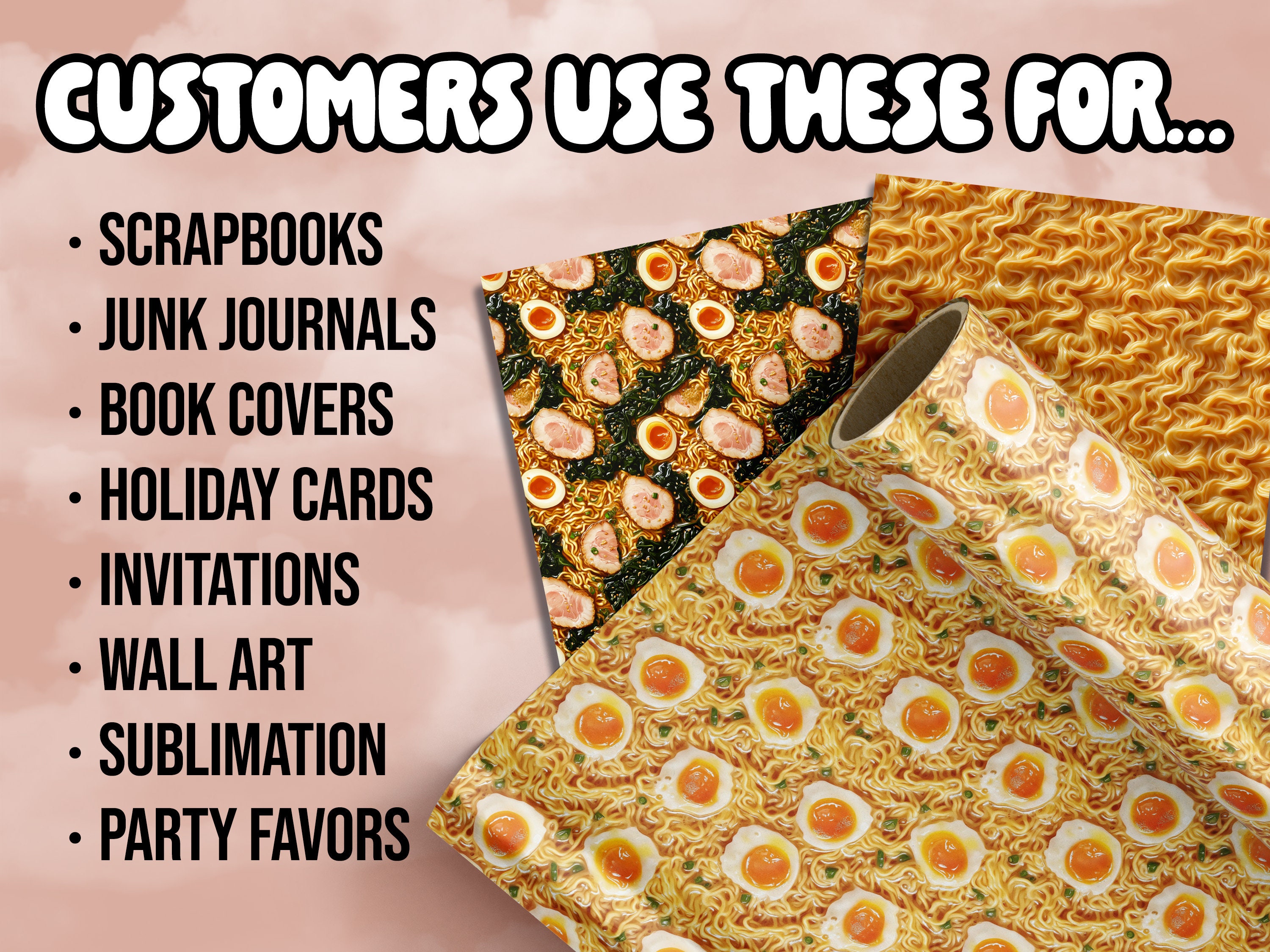 Ramen Theme Pattern Ramen Noodle Seamless Pattern: Japanese Food Digital Paper (12 PNG) - Etsy