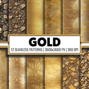 Seamless Metallic Gold Digital Paper Antique Golden Texture for Fabric Sublimation and Wallpaper Backgrounds Gold Foil Scrapbook Paper Craft