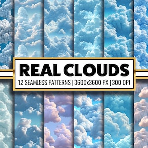 Cloudy Day Digital Paper Cloudy Sky Background Sky Landscape for Background and Backdrop Cloud Junk Journal and Scrapbooking