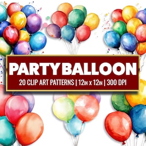 Feestballon Clip Art Aquarelballonnen Digitale papieren verjaardagsballon Afdrukbare PNG Papierkunst
