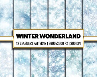 Winter Wonderland Digital Paper: Snowflake Snow Background (Digital Download)