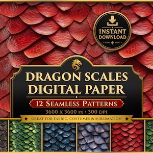 Papier numérique écailles de dragon : motif peau de dragon sans couture (PNG)
