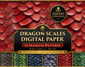 Dragon Scale Digital Paper: Seamless Dragon Skin Pattern (PNG)