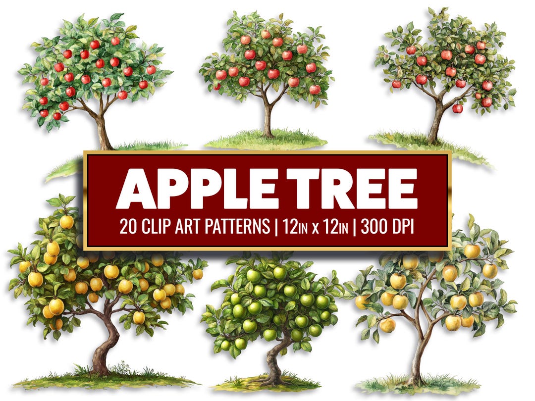 Apple Tree Clipart Forest Fruit Digital Papercraft Fruit Tree Scrapbook ...