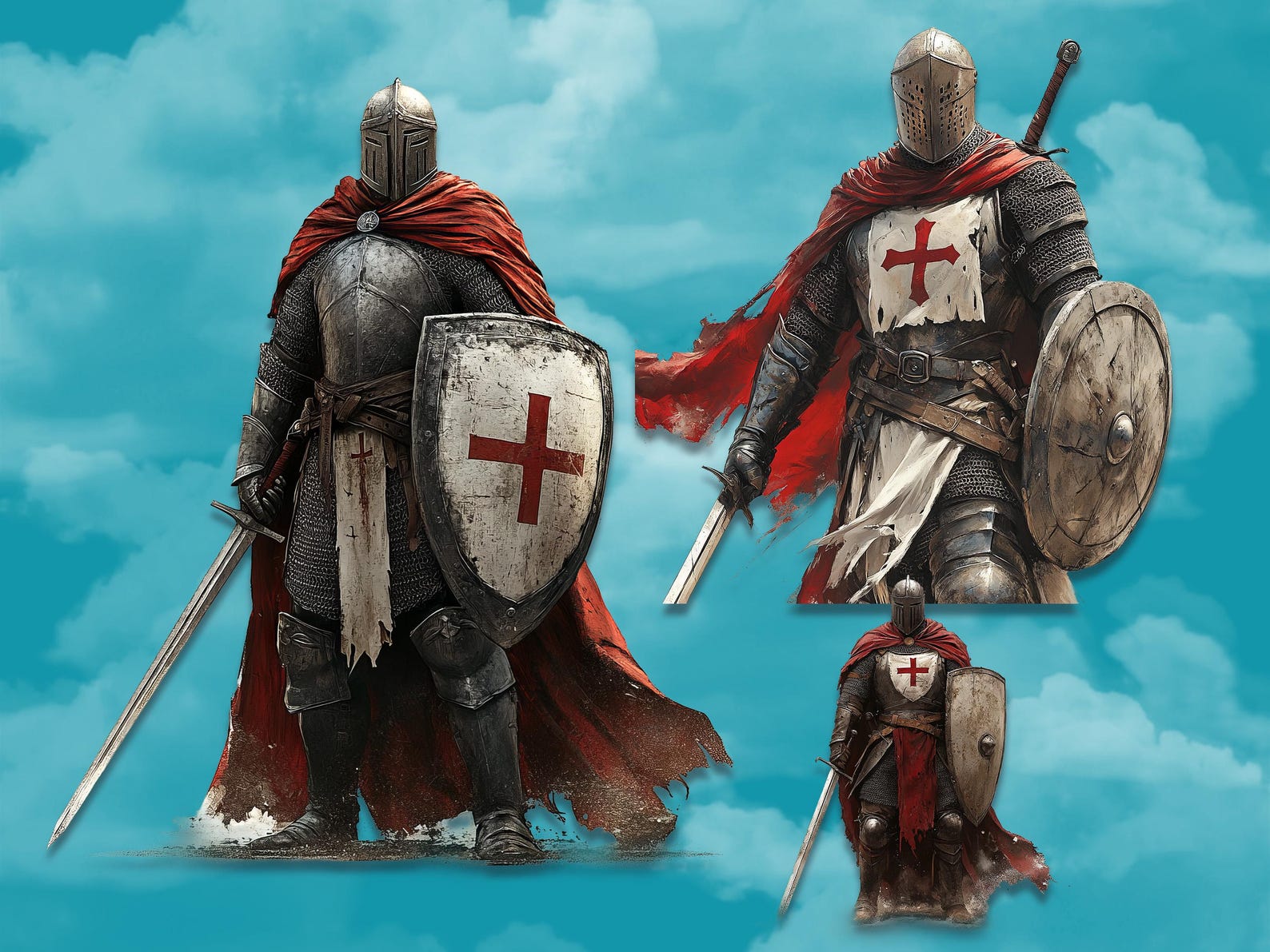 Templar Knight Clipart Medieval Warrior Digital Paper Craft Middle Ages ...