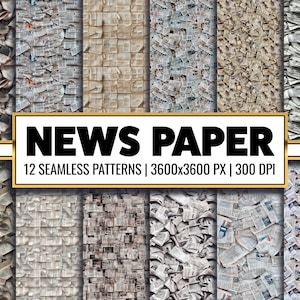 Papel digital de periódico, patrón sin costuras de periódico vintage, papel imprimible de periódico antiguo para álbumes de recortes y fondos.
