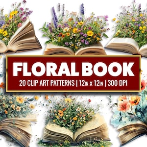 Floral Open Book Clipart: Fantasy Papercraft Bundle (Digital Download)