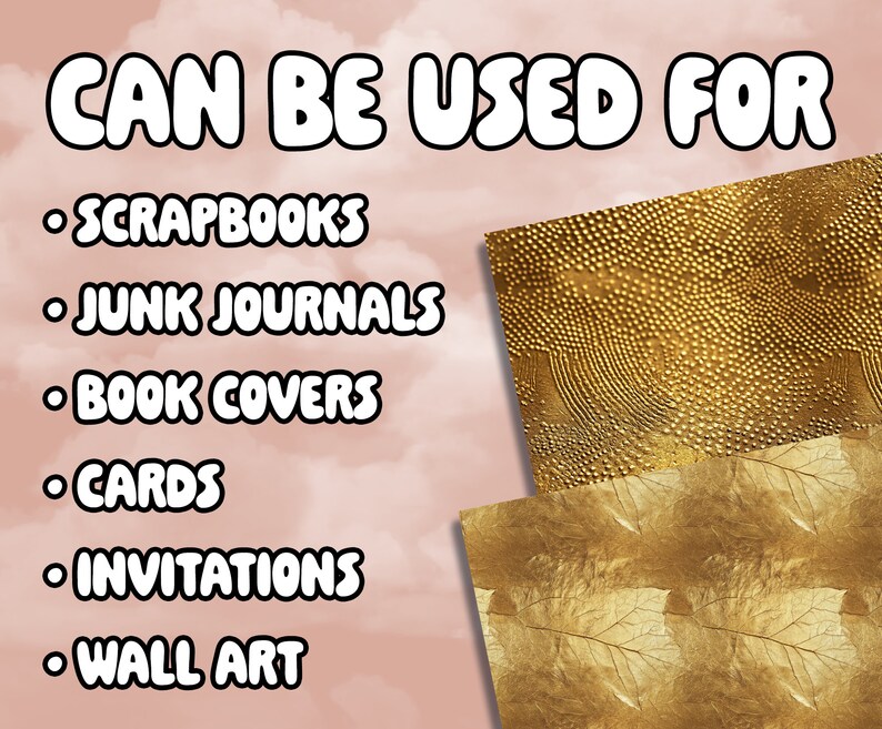 Seamless Metallic Gold Digital Paper Antique Golden Texture for Fabric