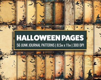 Vintage Halloween Digital Paper: Gothic Scrapbook Pages (Digital Download)