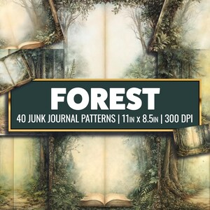 Forest Junk Journal Supply Digital Paper Forest Background Botanical Printable