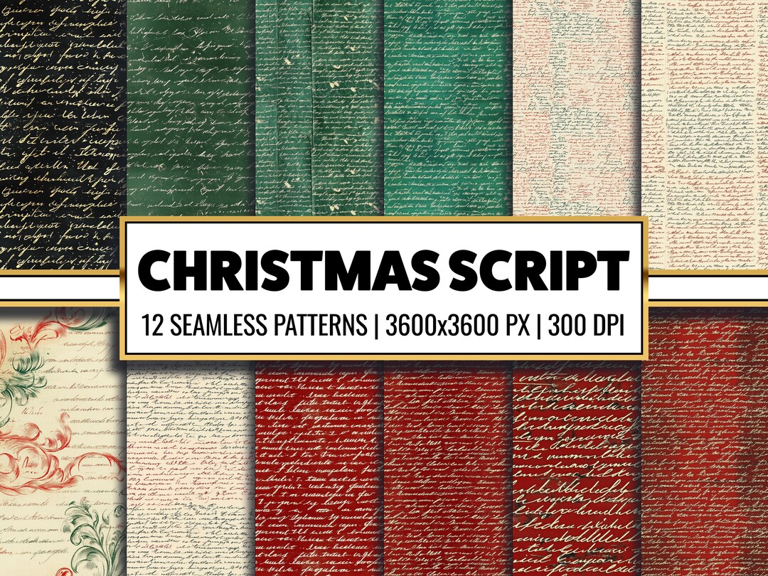 Christmas Vintage Script Seamless Pattern Xmas Script Card Stock ...