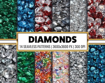 Diamond Digital Paper, seamless glam diamond sequin textures with glitter and sparkles instant download commercial use