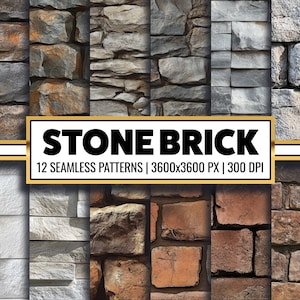 Stein Ziegel Textur Digitales Papier Rustikaler Ziegelstein Nahtlose Muster Steinwand Design Grunge Rock Mauer Kulisse für Hochzeiten und Geburtstage