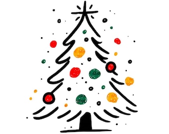 Linie gezeichnet Weihnachtsbaum Clipart Weihnachten Papier Handwerk PNG Digital Download