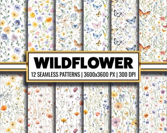 Wildflower Seamless Pattern: Shabby Chic Floral Paper (Digital Download)