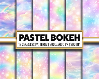 Carta digitale pastello arcobaleno: motivi sfumati bokeh senza soluzione di continuità (download digitale)