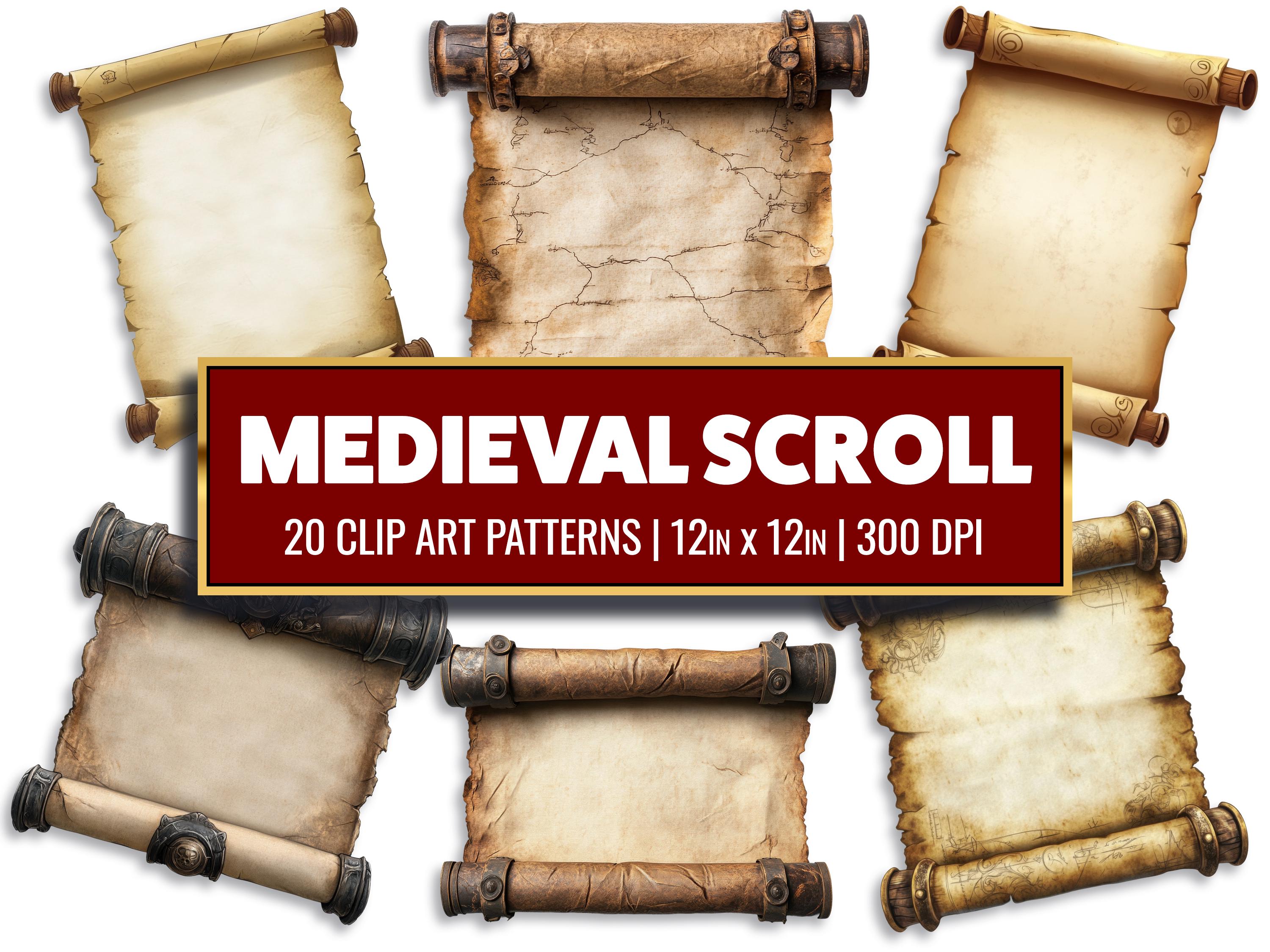 Medieval Scroll Clip Art Scroll Digital Paper Vintage Scroll