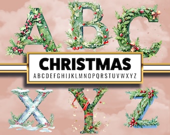 Aquarell Grün Weihnachten Alphabet Weihnachten Brief Clip Art Weihnachten Schrift PNG Weihnachten Alphabet