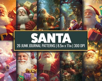 Digitalt julpapper för jultomten: 26 scrapbook-bakgrunder för jul (digital nedladdning)