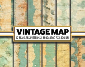 Old Vintage Map Digital Paper Antique Map Seamless Pattern Abstract World Map Design for Backdrops and Gift Wrapping