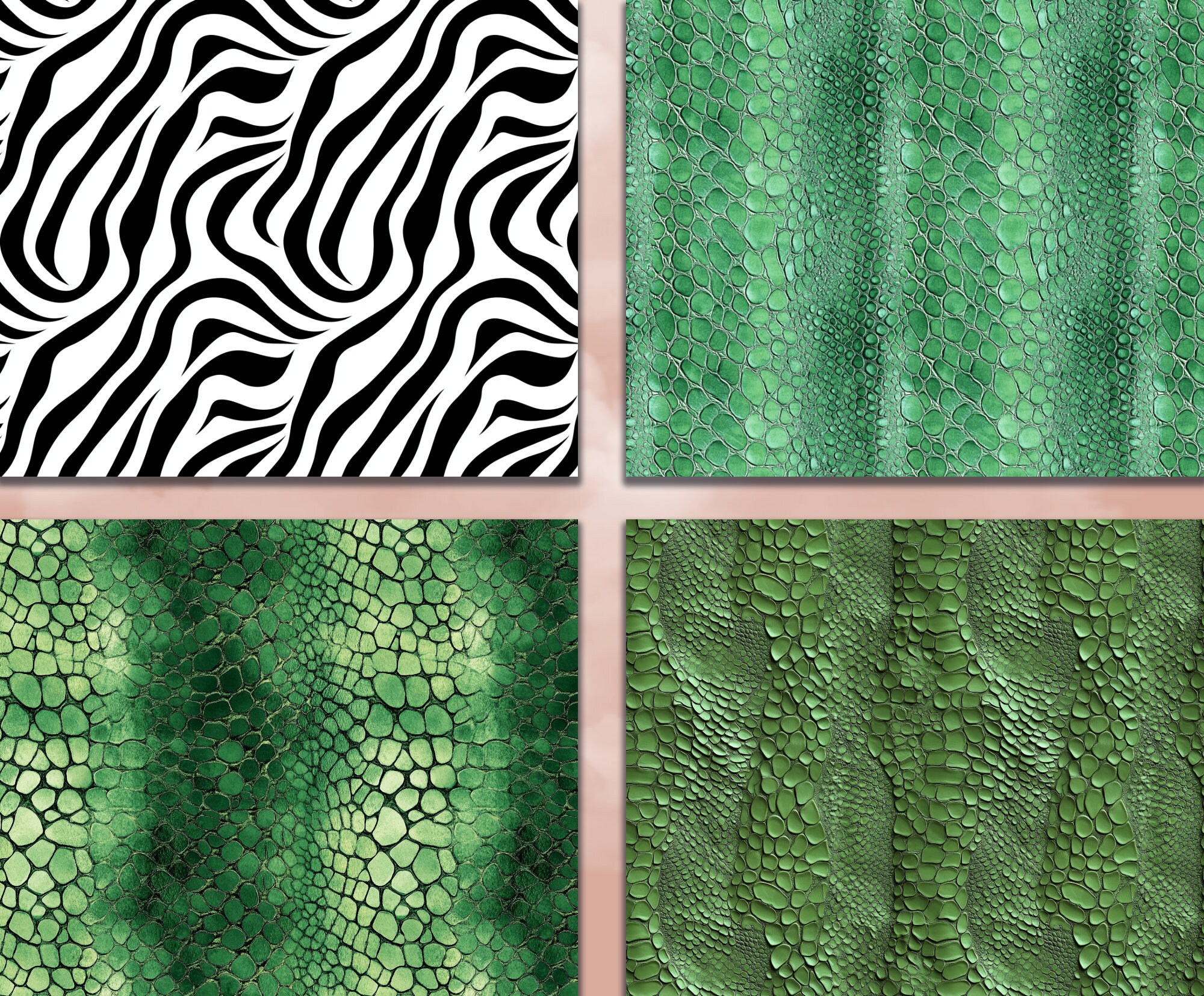 Animal Print Digital Paper Safari Seamless Pattern Including Tigers ...