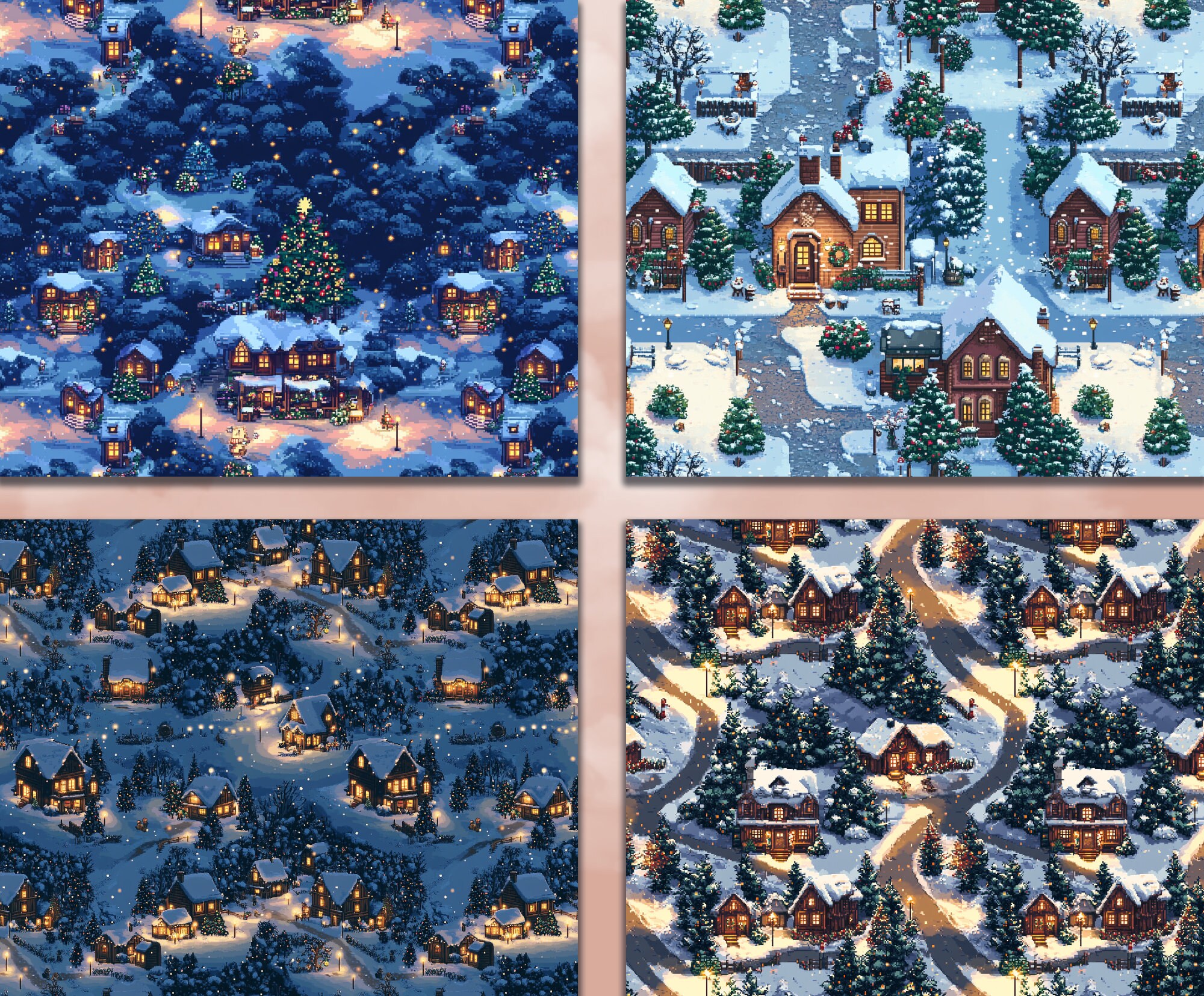 Mapa de píxeles de papel digital imprimible de ciudad de nieve pixelada ...