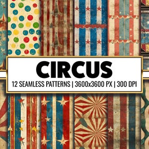 Zirkus Digitales Papier Vintage Zirkus Musterdesign Karneval Junk Journal Versorgung Zirkus Streifen Hintergrund Karneval Dots Printable Paper